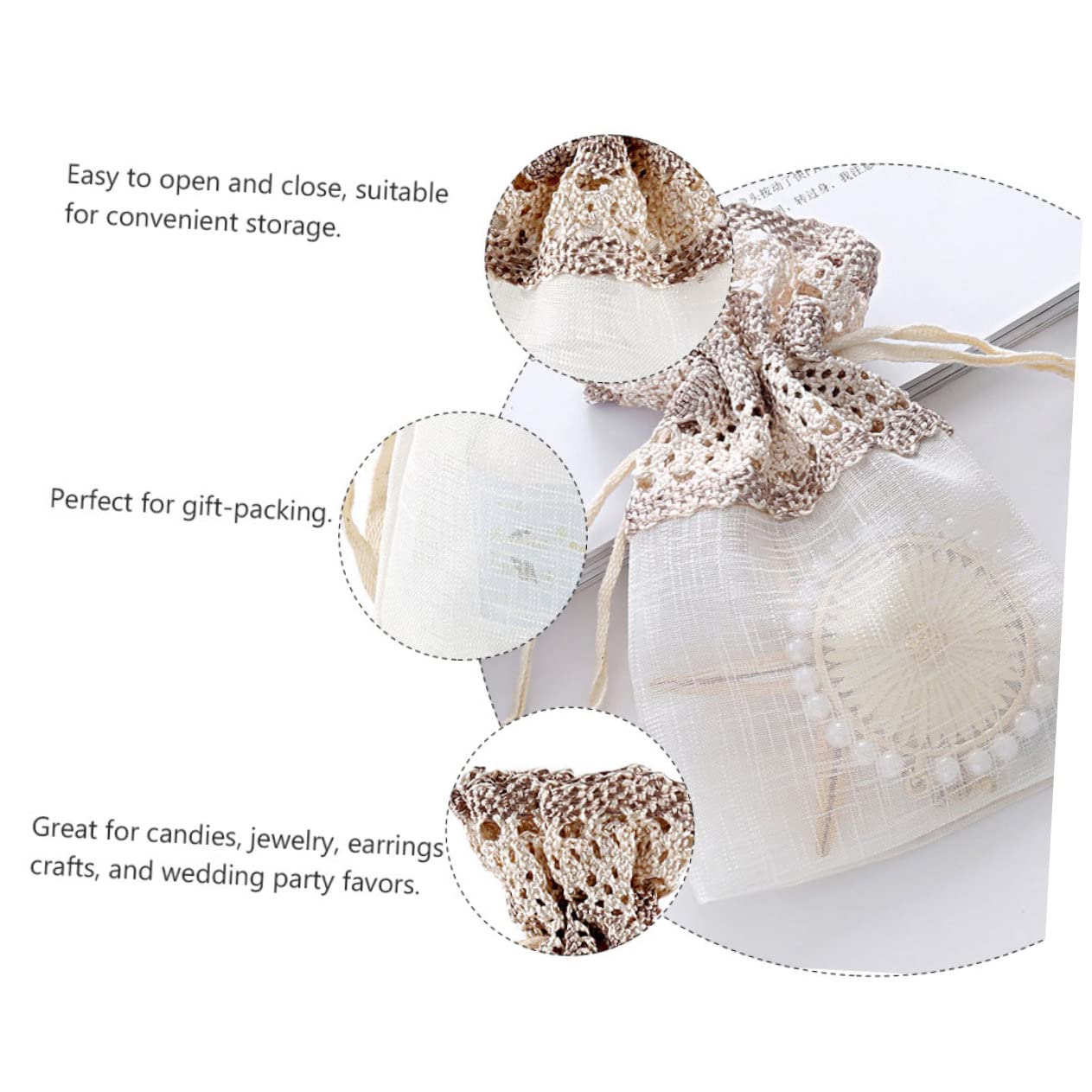 NIYANGLE 36 Pcs Poches À Cordon De Friandises Sacs De Paquet Faveur De Fête Sacs De Bonbons Clairs En Vrac Garçon À Bijoux En Gaze En Or Rose Pochettes