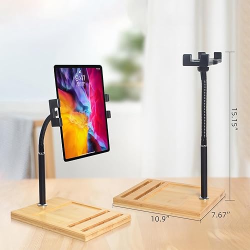 Miniatura 6 de wishacc Soporte para tableta, soporte para tableta de cuello de cisne  Soporte de escritorio ajustable en altura con rotación de 360 grados para