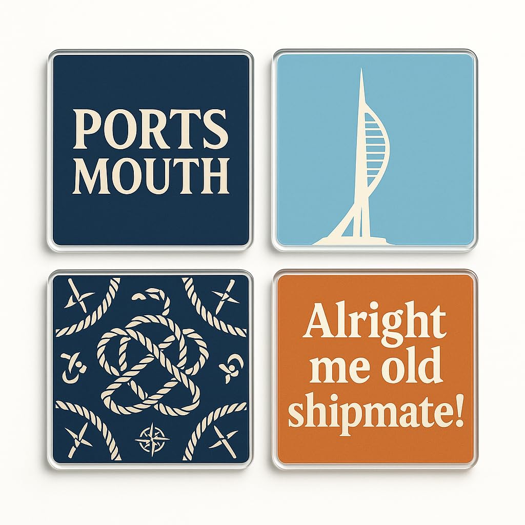 The Plum Penguin Portsmouth Acrylic Coaster Gift Set Of 4 Celebrating 'S Maritime Heritage - Nautical Echoes Drinkware For Nostalgia Enthusiasts