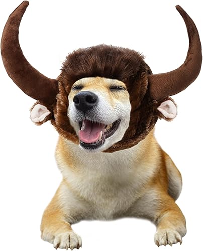 Peluca de cuerno de perro para Halloween, Navidad, divertidos disfraces de toro para perro y gato, accesorios de ropa para mascotas, grande