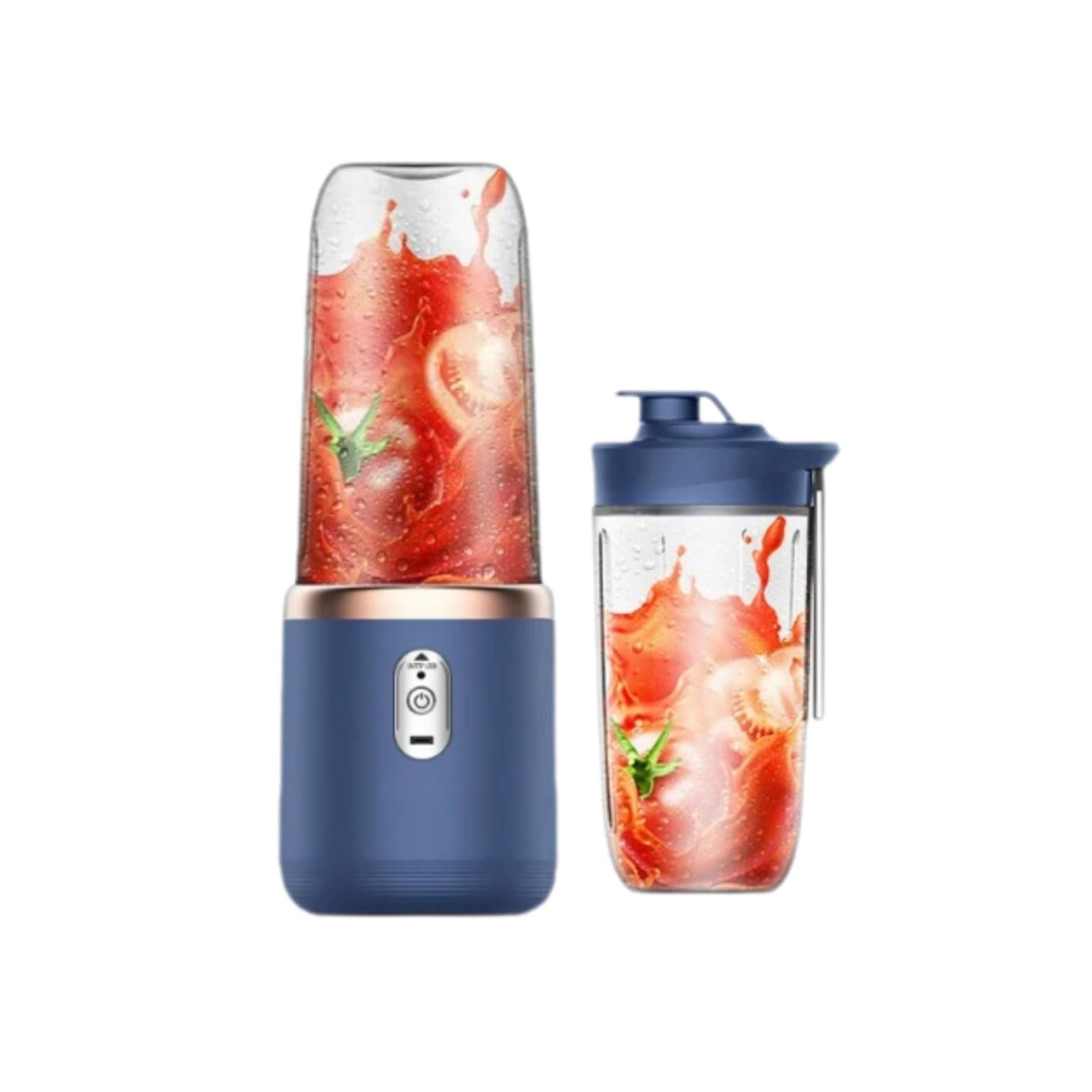 Plastikowy przenośny blender wygodny 6-ostrzowy przenośny blender osobisty elektryczny ładowany idealny do mieszania 400 ml (niebieski)