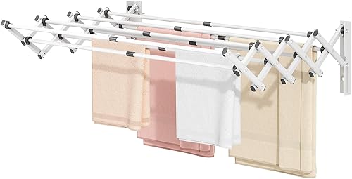 Miniatura 2 de APEXCHASER Tendedero de Ropa Montado en la Pared Tendedero de Secado Retráctil, Toalleros Montados en la Pared para Baño Balcón Cuarto de Lavandería