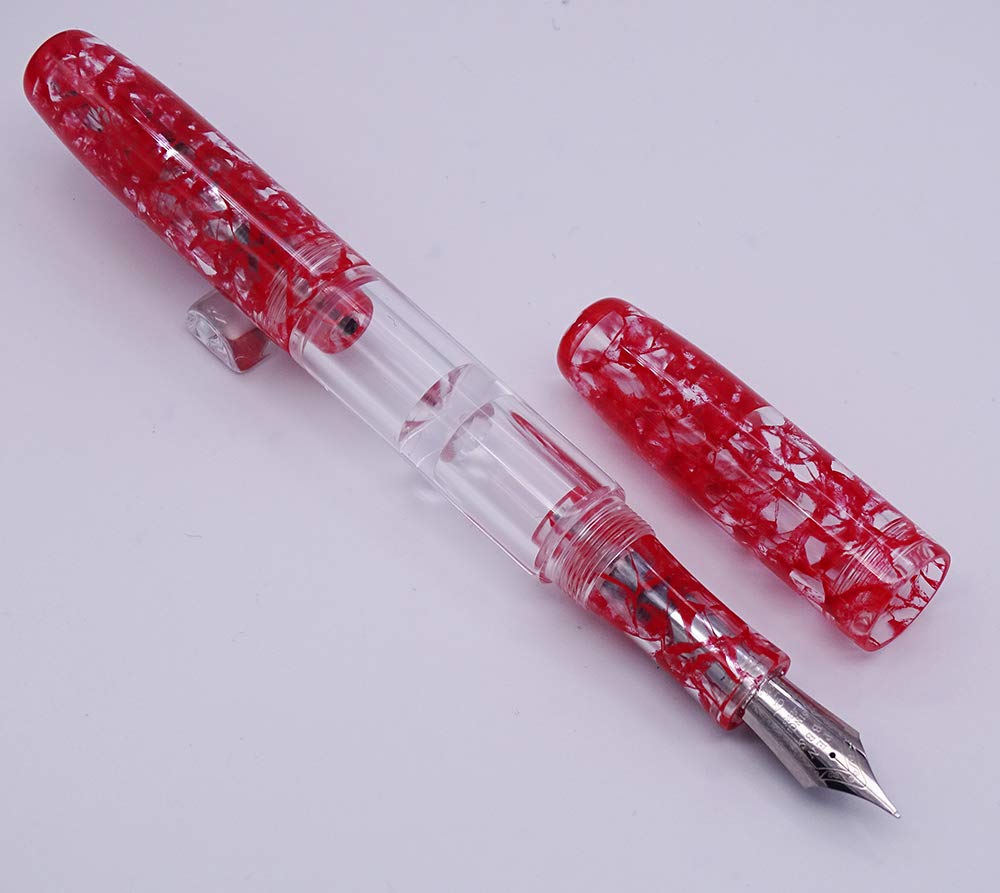 Amazon | Penbbs 469 万年筆 スポイト付き 桜 レッド セルロイド