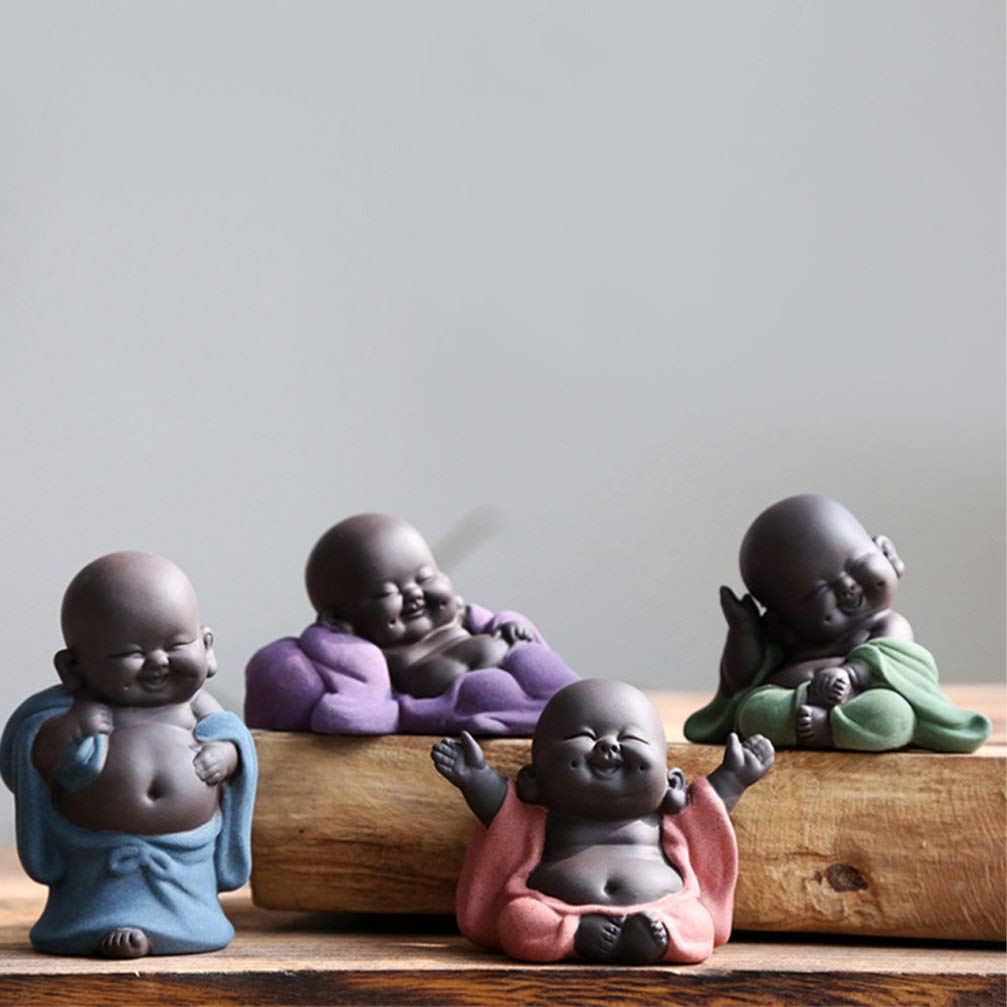 HEALLILY Estatua De Buda Maitreya De Cerámica Tallada a Mano con Base Antideslizante para Decoración del Hogar Escritorio Y Mesa De Té Figura Budista Verde Claro para Ceremonias De Té Y Regalos