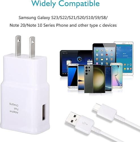 Miniatura 5 de Cargador rápido Samsung, cargador de teléfono Android tipo C con cable de carga rápida tipo C de 6.6 pies para Samsung Galaxy