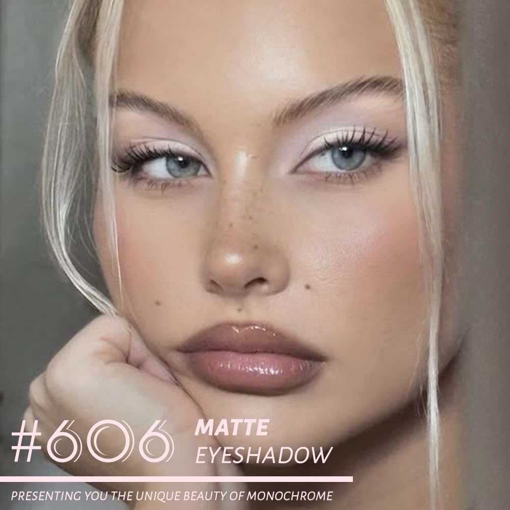 Monochrome Matte Eye Shadow Palette,Pearl White Neutral Nude Matte Pressed Powder Single Eyeshadow,Highly Pigmented Natural Long Lasting Naturing-Looking Eyeshadow,Talc,Paraben Vegan & Cruelty Free