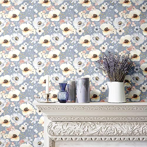 Blooming Wall Dpy57 Gray Watercolor Flower Diamond Peel And Stick Wallpaper Self-Adhesive Wallpaper Wall Mural Wall Décor #TOP2