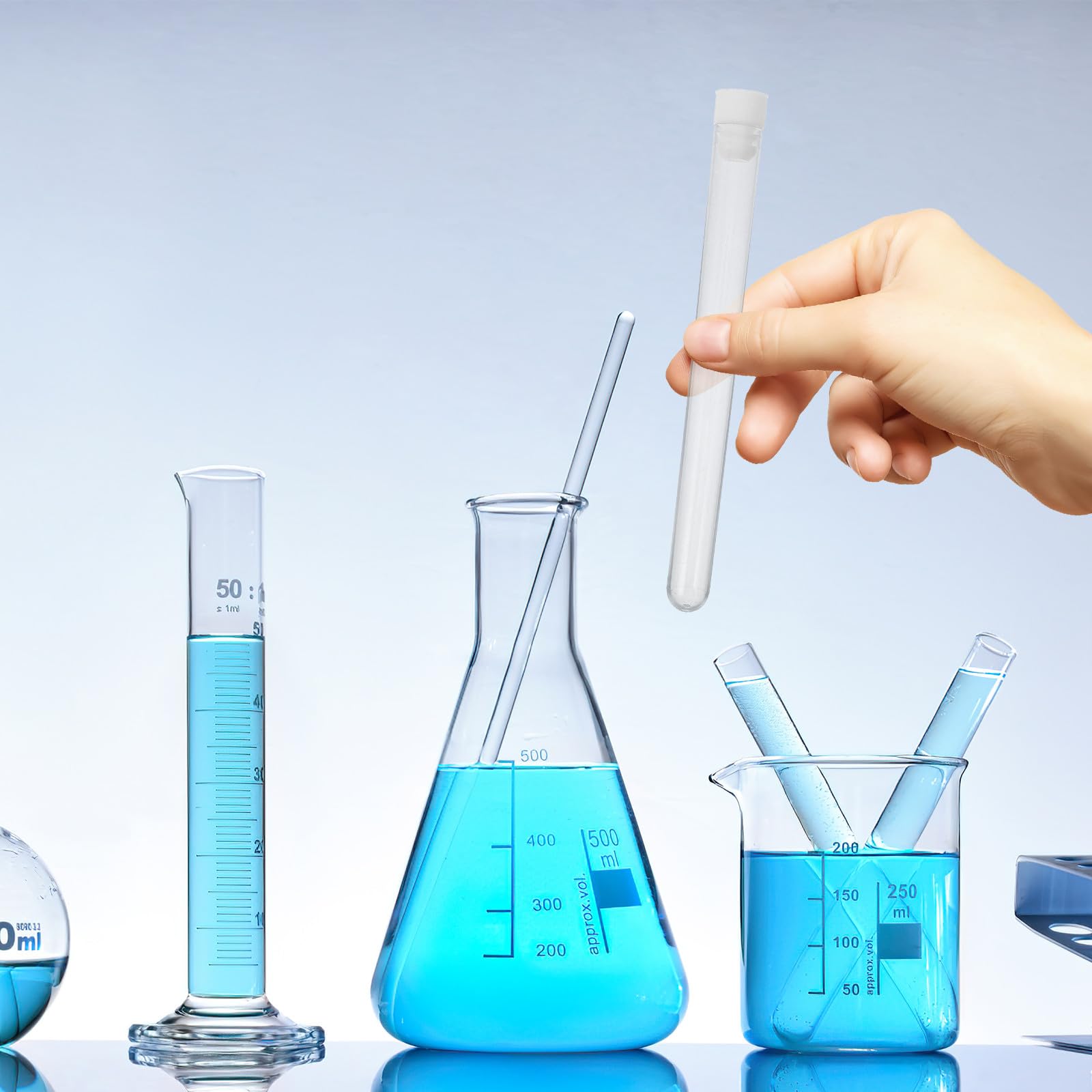 Provette Plastica Trasparenti 100 Pezzi Tappo, Custodia per Aghi da Cucito Leggera e Portatile, per Case e Laboratori