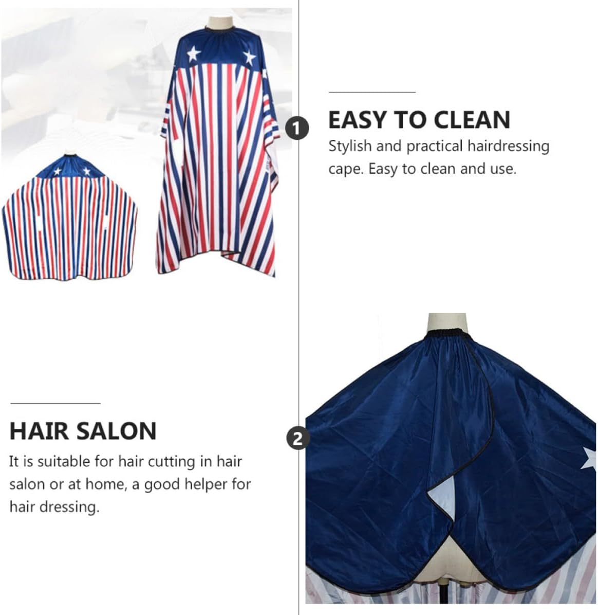 Professional Barber Cape with Elastic Closure Polyester Stripe Pattern Waterproof Hair Cutting Cape for Salon and Home Use Hairdressing Apron