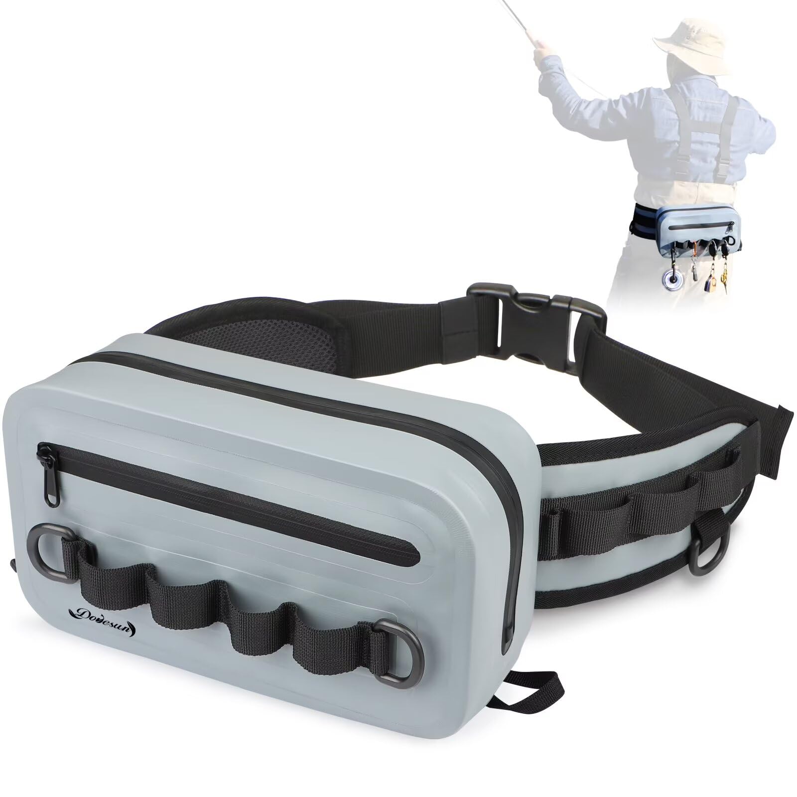 Dovesun Waterproof Fishing Fanny Pack for Men 3.3L Fly Fishing Bag Chest Pack with Airtight Zipper