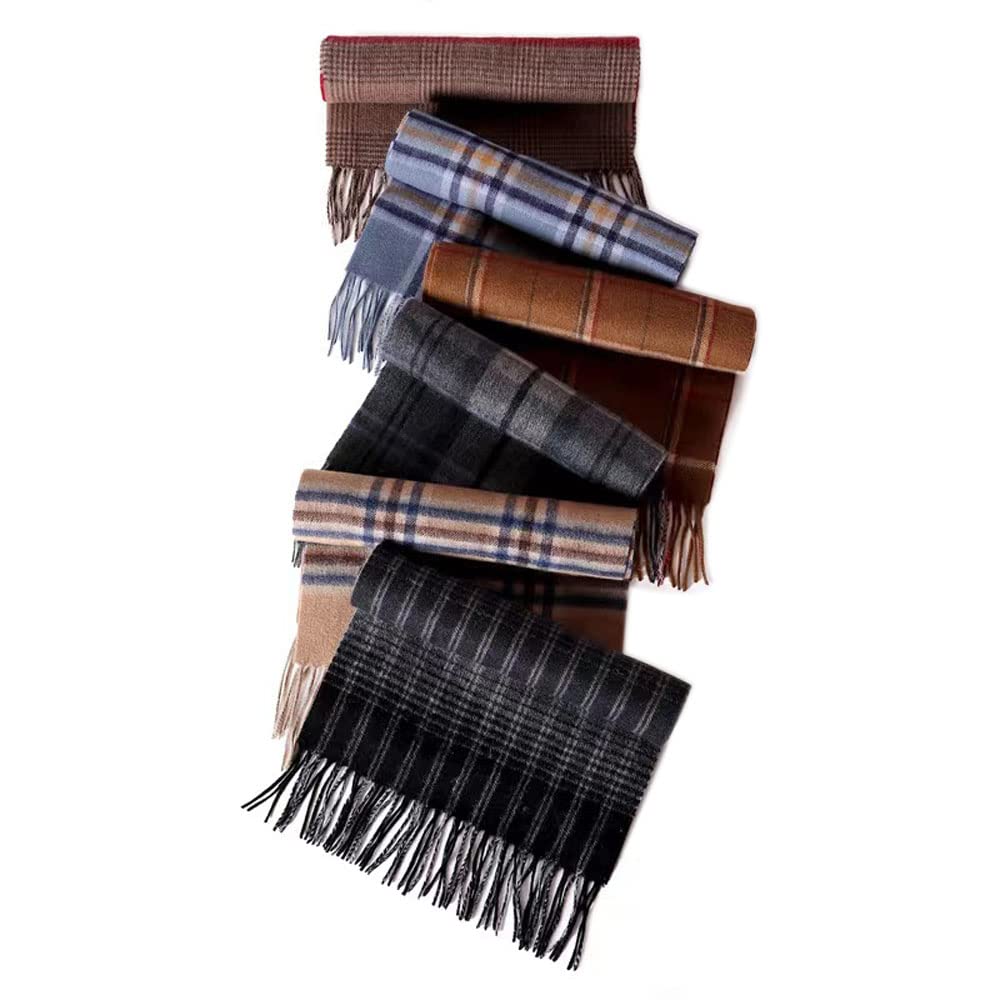 MUYAN Schal für Damen & Herren mit Fransen 100% Wolle Winter Schals Herren Kariert Warme Schals 30 x 180 cm