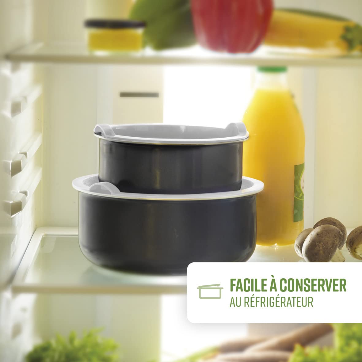 Qulinart by Brandt - Batterie de Cuisine en Aluminium Pressé - 3 Poêles 20, 24 et 28 cm + 3 Casseroles 16, 18 et 20 cm + 3 Couvercles + 1 Poignée Amovible - Noir
