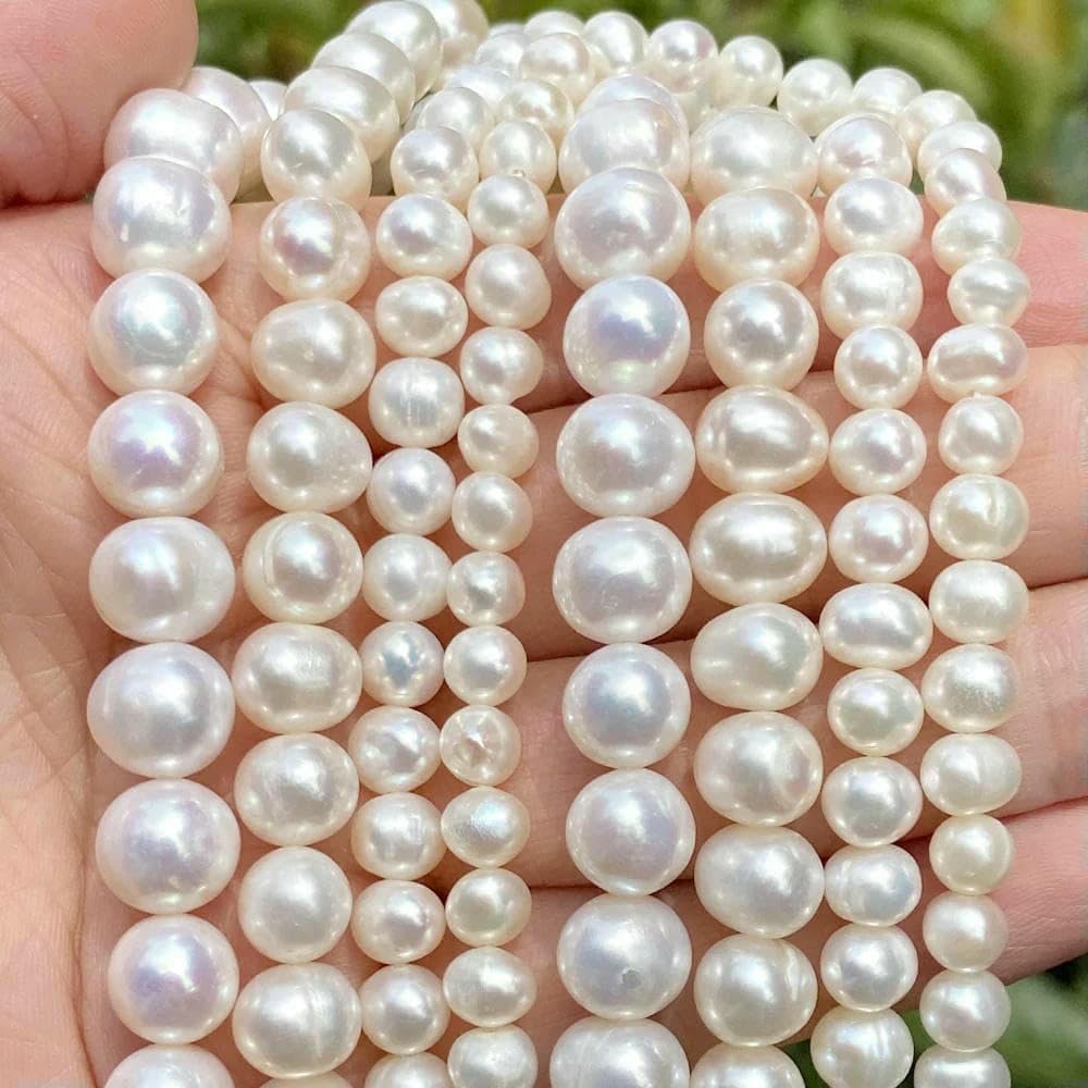 Perlas naturales de agua dulce, forma irregular, sueltas, perforadas, para hacer joyas, collares y pulseras, redondas, 10-11 mm