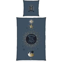 Herding Harry Potter Bedding Set, Pillowcase 80 x 80 cm, Reversible Design, Duvet Cover 135 x 200 cm, with Button Closure, 100% Cotton/Renforce, Blue