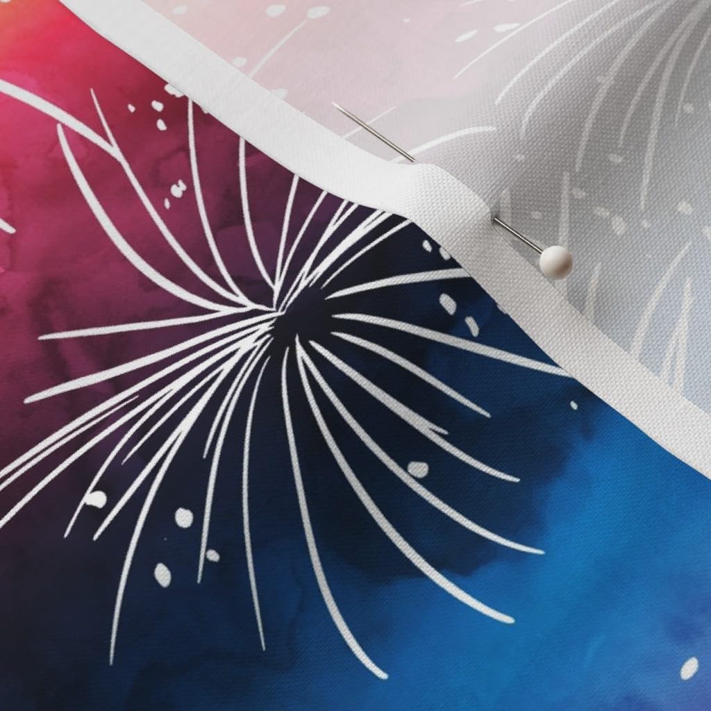 Spoonflower Fabric - Fireworks Sunset Beach Watercolor Trendy Summer Hawaii Night Hawaiian Printed on Petal Signature Cotton Fabric by The Yard - Sewing Quilting Apparel Crafts Decor