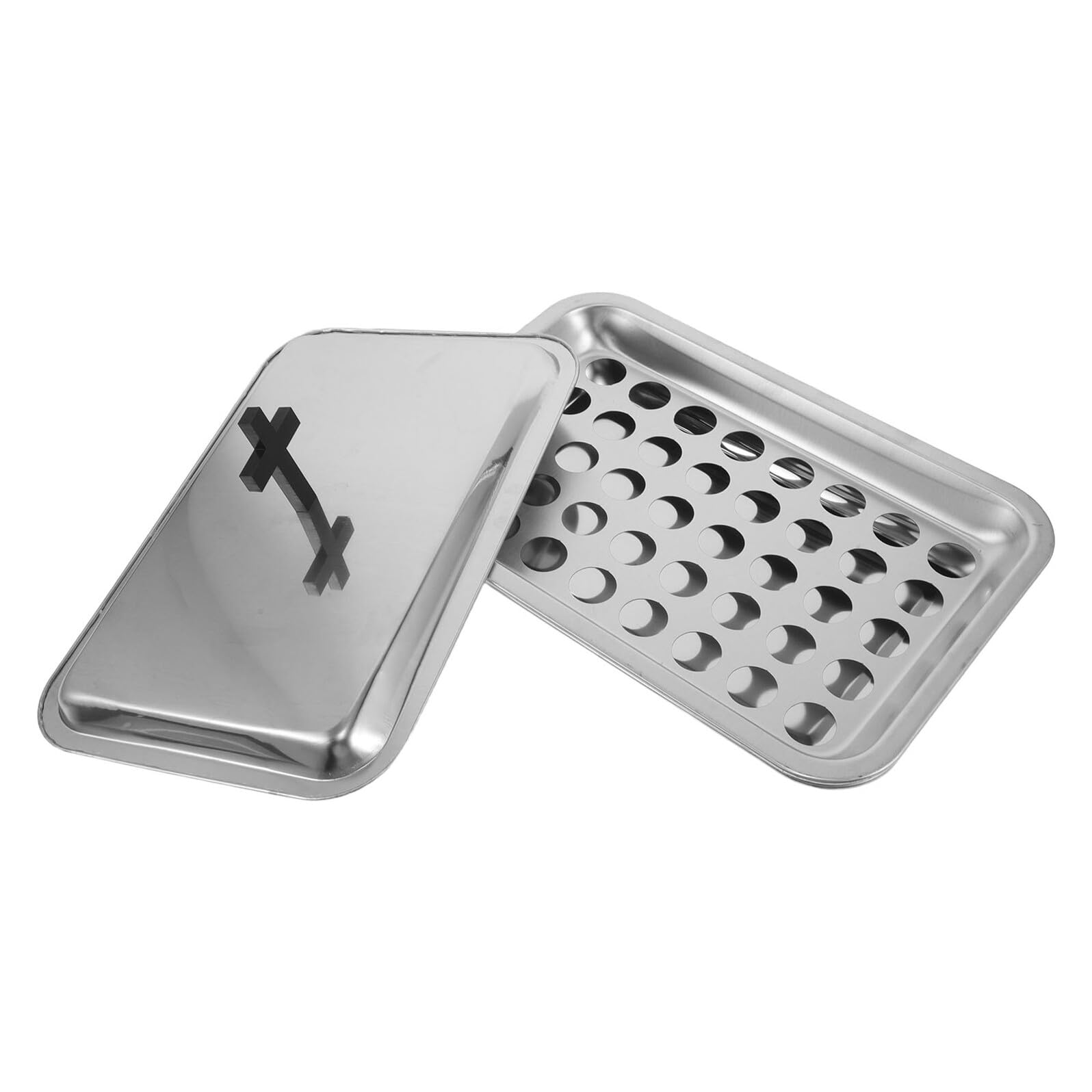 Abendmahlsbecher Tablett aus Edelstahl 304 mit 40 Fach Halter und Deckel Sakramentsserviertablett für Gottesdienst und Kirchliche Feiern
