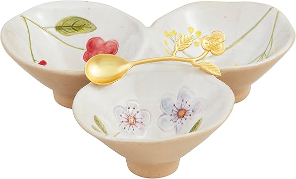 Mud Pie Flower Triple Dish