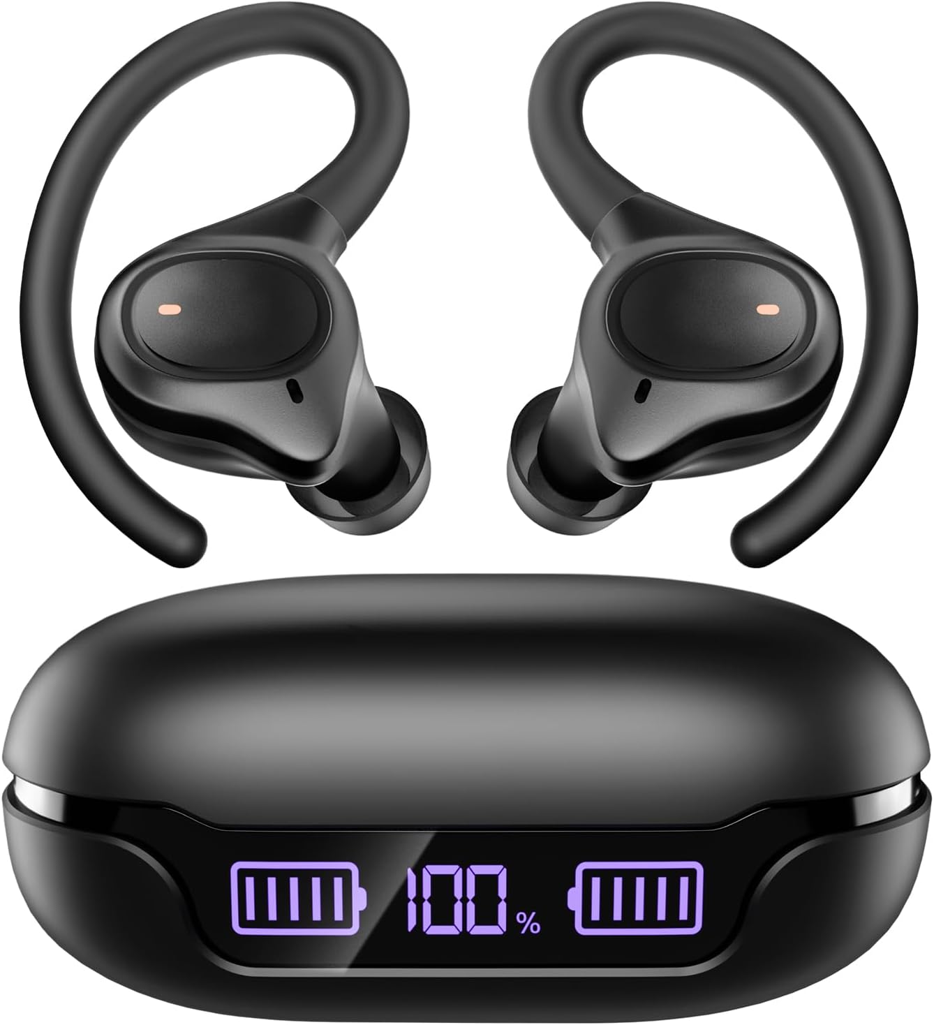 APEKX True Wireless Earbuds - Secure Fit Earhooks for Small Ear, Bluetooth Headphones for iPhone, IPX7 Waterproof, 40H Playtime, Ideal for Sports and Workouts (Black)