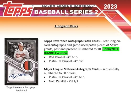 Brand New 2023 Topps Series 2 Baseball Factory Sealed Hobby Box (336 Cards) - One Autograph Or Memo. Card And 1 Silver Pack Per Box - Chance For Anthony Volpe, Josh Jung Rookie Autograph Cards - Plus Novelty Aaron Judge Hr Record Card Shown #TOP3