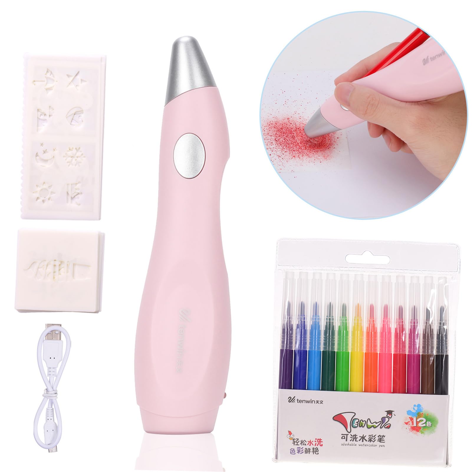 Domary Juego de Rotuladores Eléctricos de Acuarela, 12 Bolígrafos Pintura