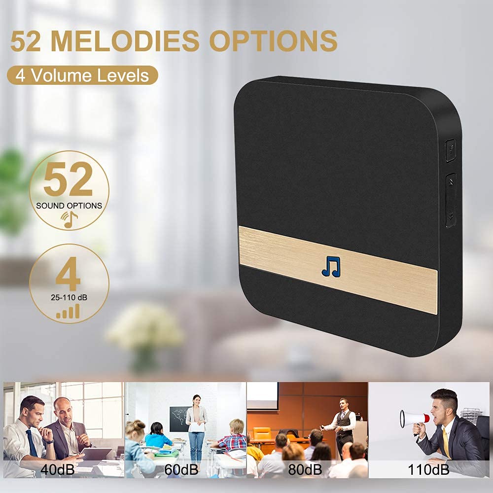 Campanello senza fili per videocitofono, ricevitore plug-in video campanello 58 suonerie 4 livelli di volume regolabili