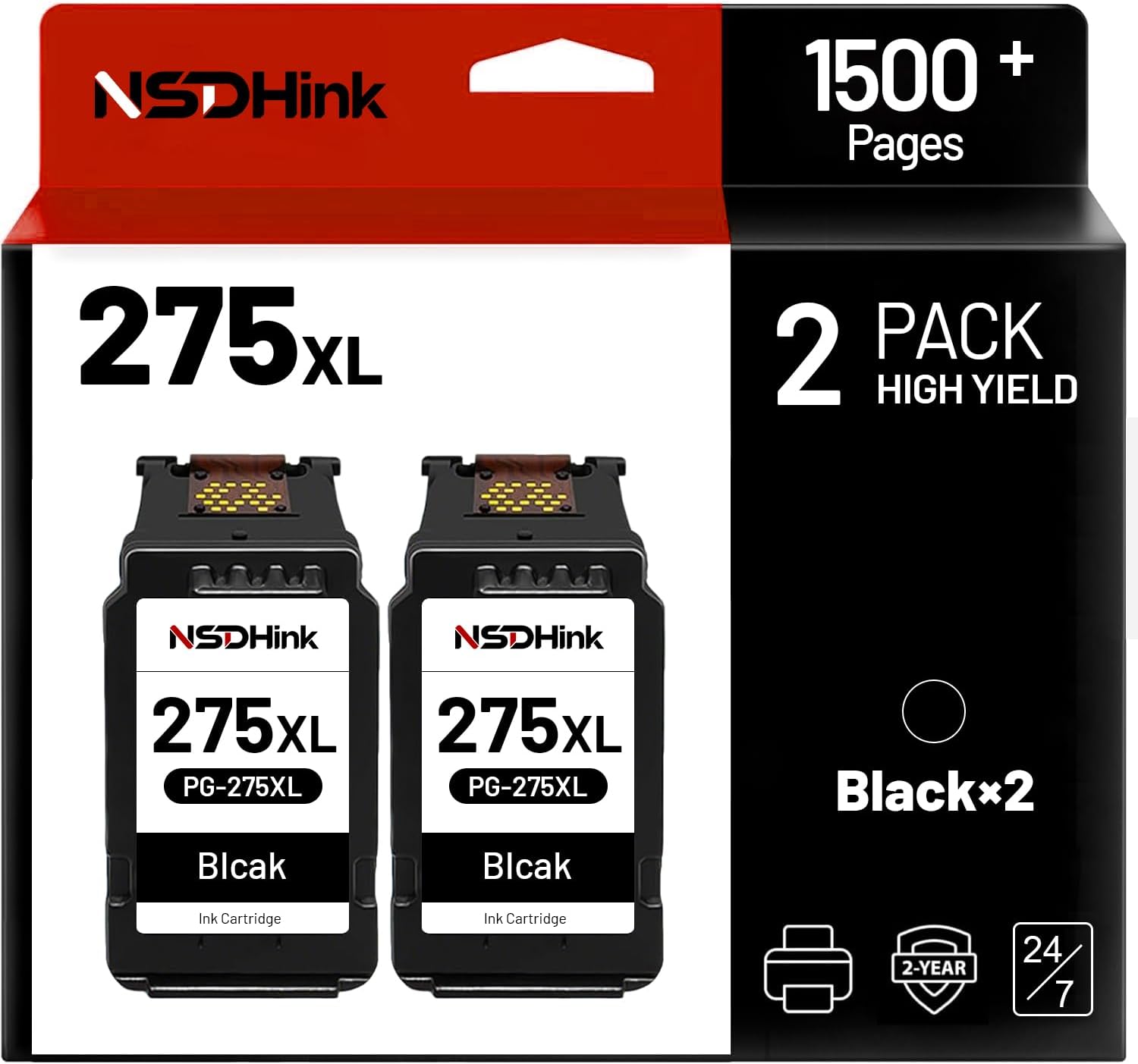 Remanufactured 275XL Ink Cartridges Replacement for Canon Ink 275XL PG 275 XL Black for Canon Pixma TS3500 TS3520 TS3522 TS3700 TS3720 TS3722 TR4700 TR4720 TR4722 TR4723 TR4725 Ink (2 Black)