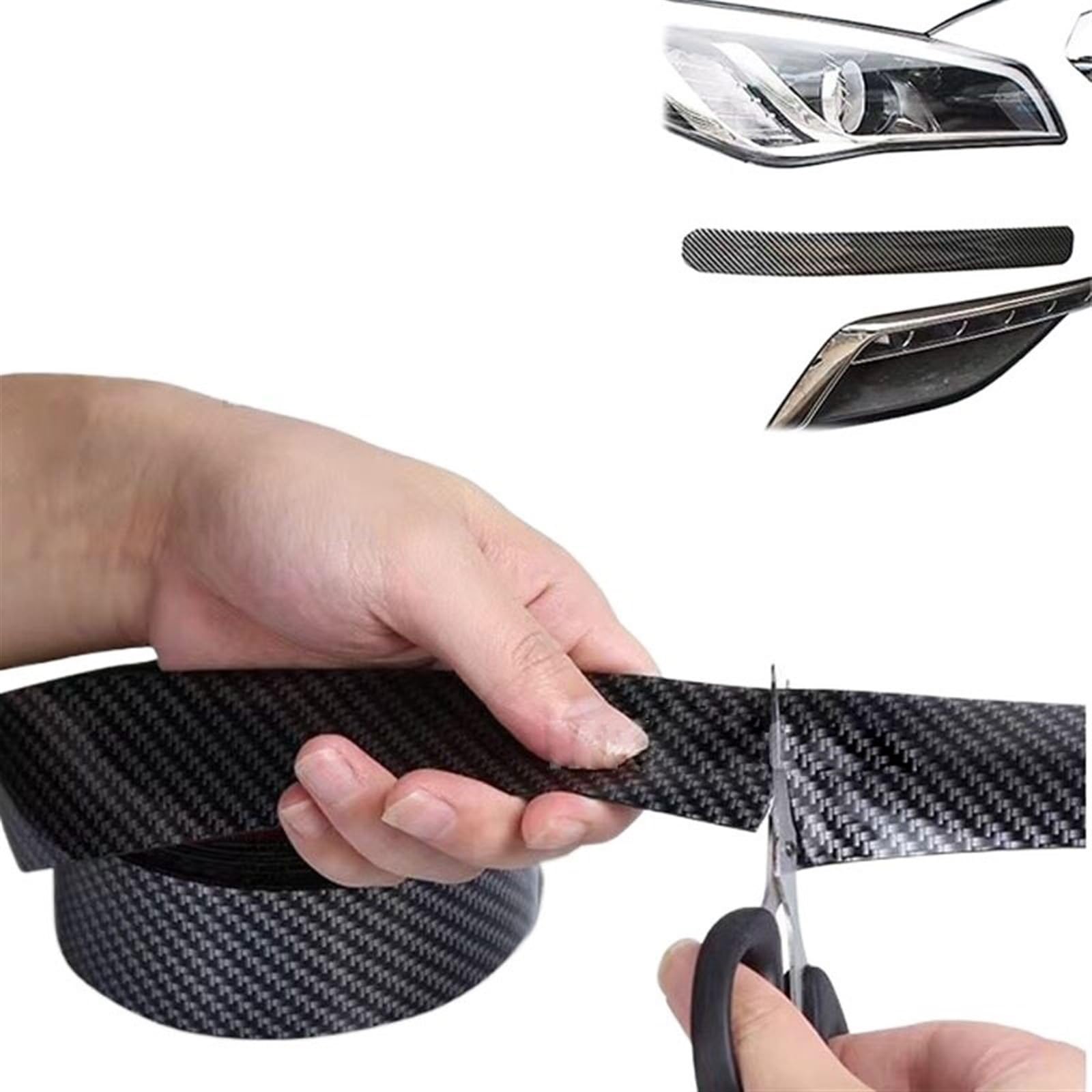 Pegatinas de Goma Fibra Carbono para Coche, película Protectora para Puerta, para Bordes, antiarañazos, protección umbral(7cm X 1M)
