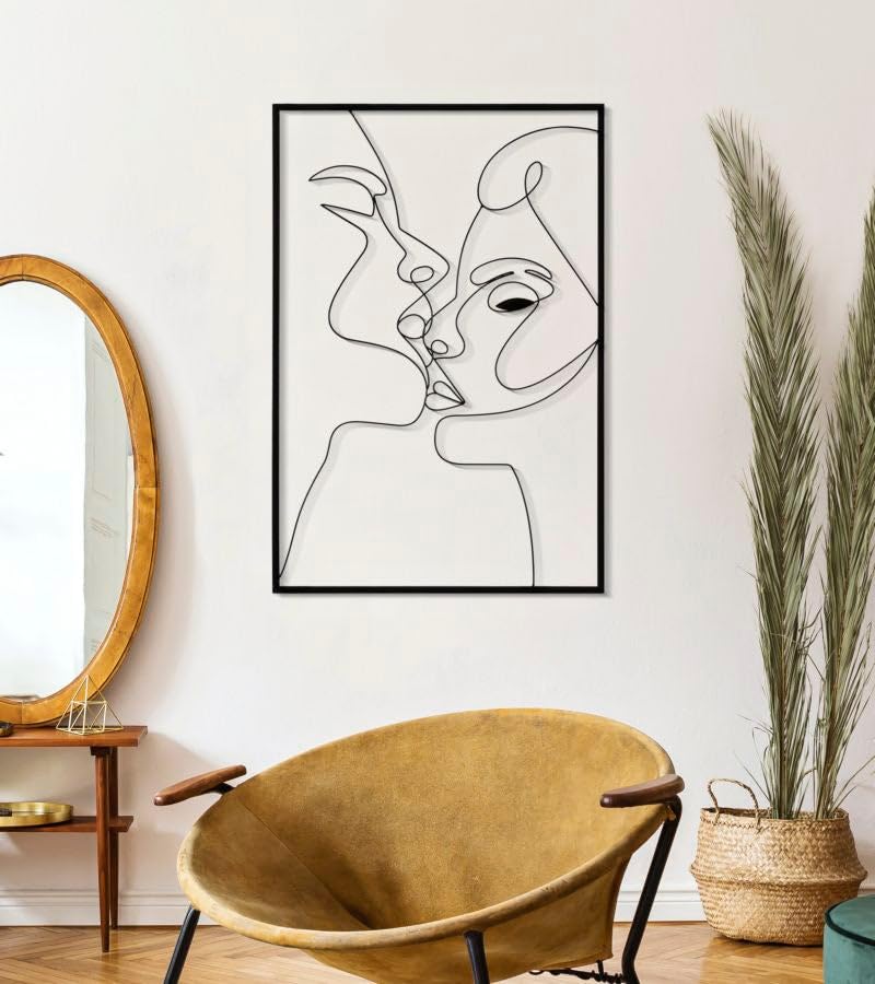 Panneau décoratif baiser art mural métal pour décoration maison