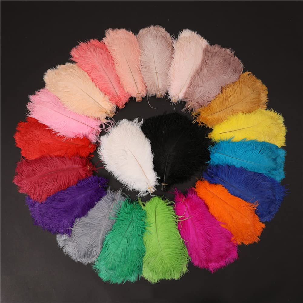 Duories Lot 10 Plumes d'autruche Naturelles 35 à 40 cm Plumes pour Loisirs créatifs pour Attrape-rêves Accessoire décoration la Maison,Costume,décoration Table Mariage,fête,Chapeaux Rouge