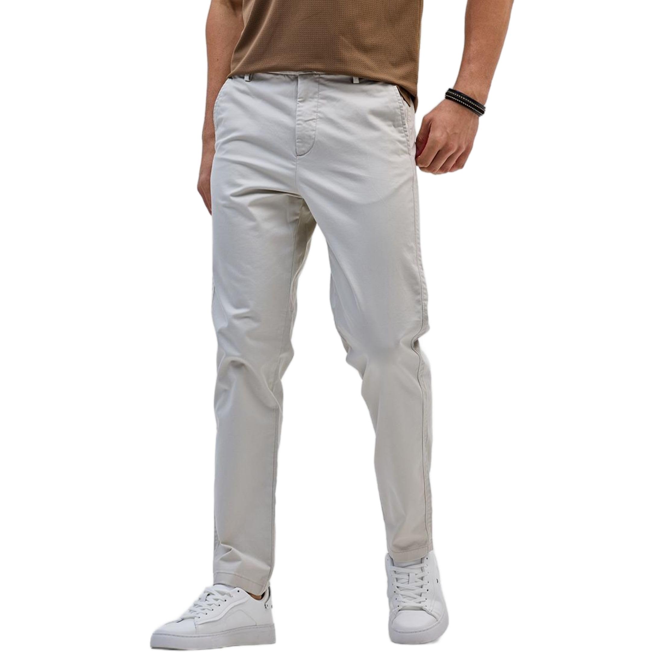 Slim Fit Light Grey Trousers-image-0