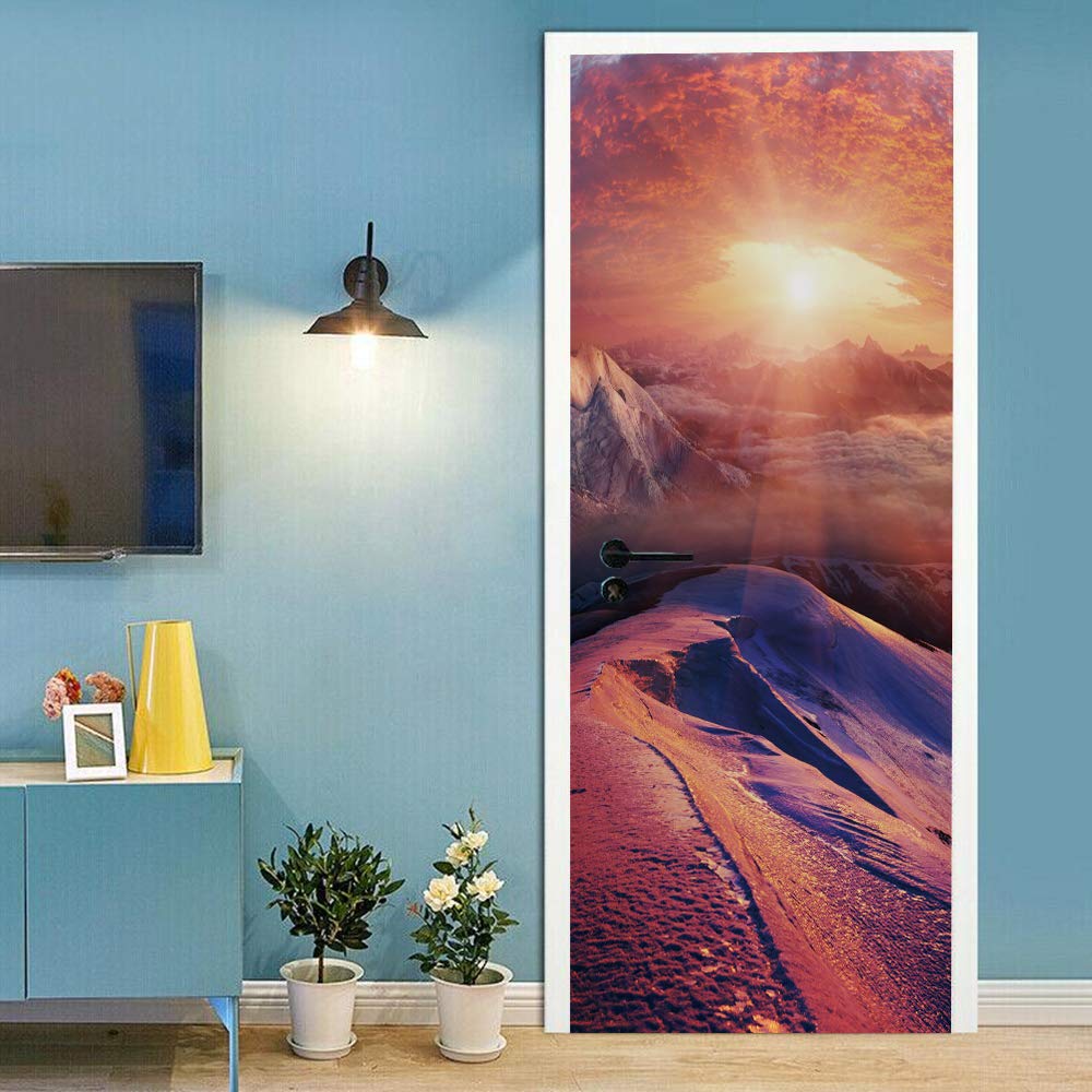 Sticker de porte trompe l'oeil pour masquer une porte abîmée paysage désert