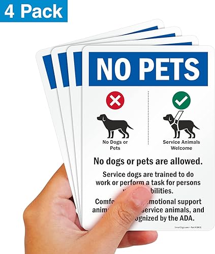 Miniatura 2 de SmartSign Paquete de 4 etiquetas adhesivas de animales de apoyo emocional de 7 x 5 pulgadas con símbolos de perro, poliéster laminado de 5 mil con