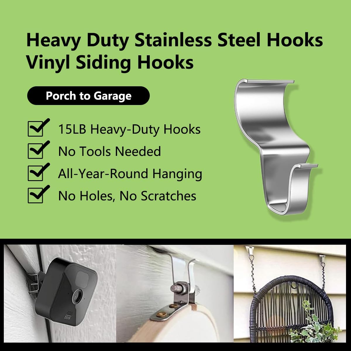 Vinyl Siding Hooks for Hanging Outdoor Decorations,Heavy Duty Wall Hook for Hanging halloween decorations,Garden Flags,Christmas Wreaths,Lights,vinyl siding hangers for Fall Outdoor Decor porch(30)