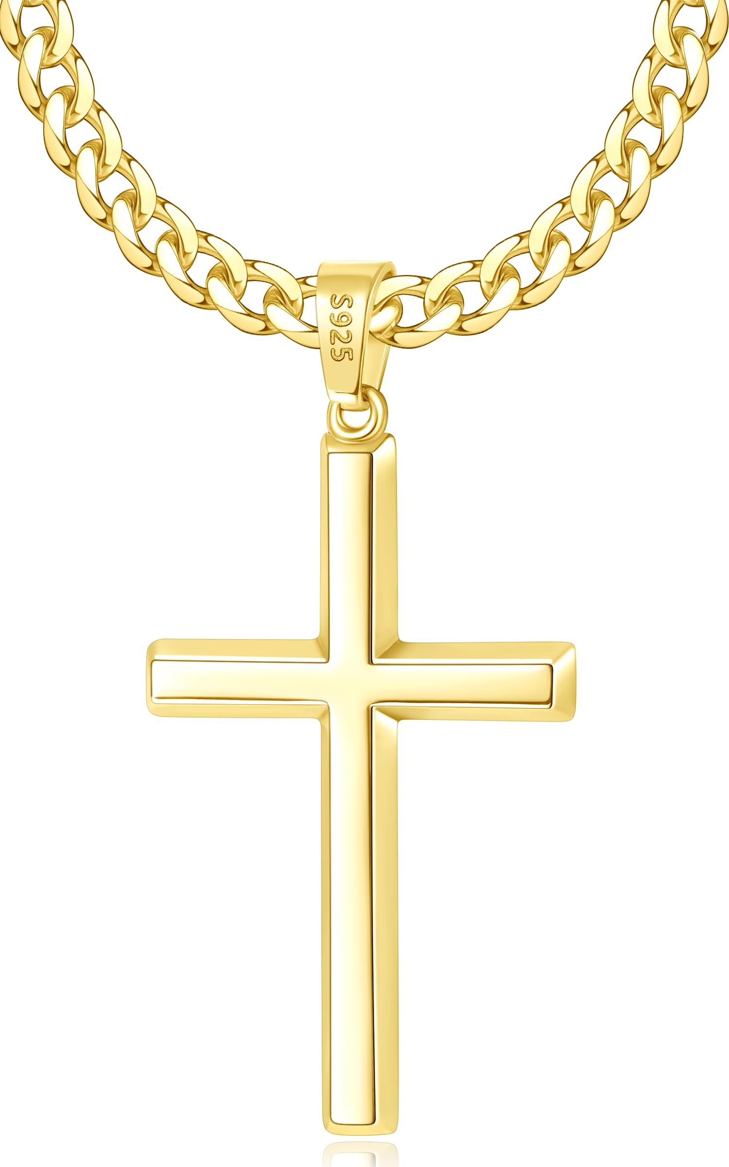 S925 Sterling Silver or 18k Gold Cross Necklace for Men Women