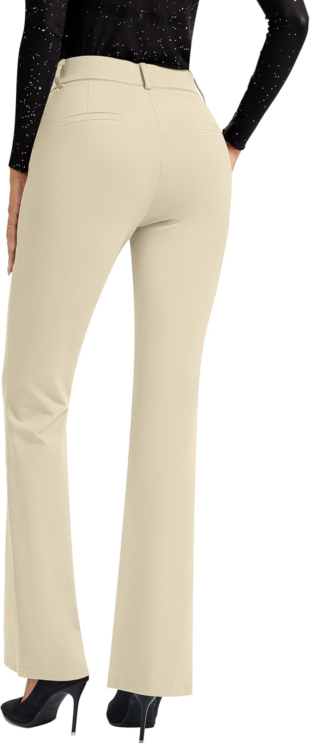 FUNYYZO Dress Work Pants Women's Stretchy Bootcut Leg Button Slacks Trousers with Pockets Casual Outfits - Image 6