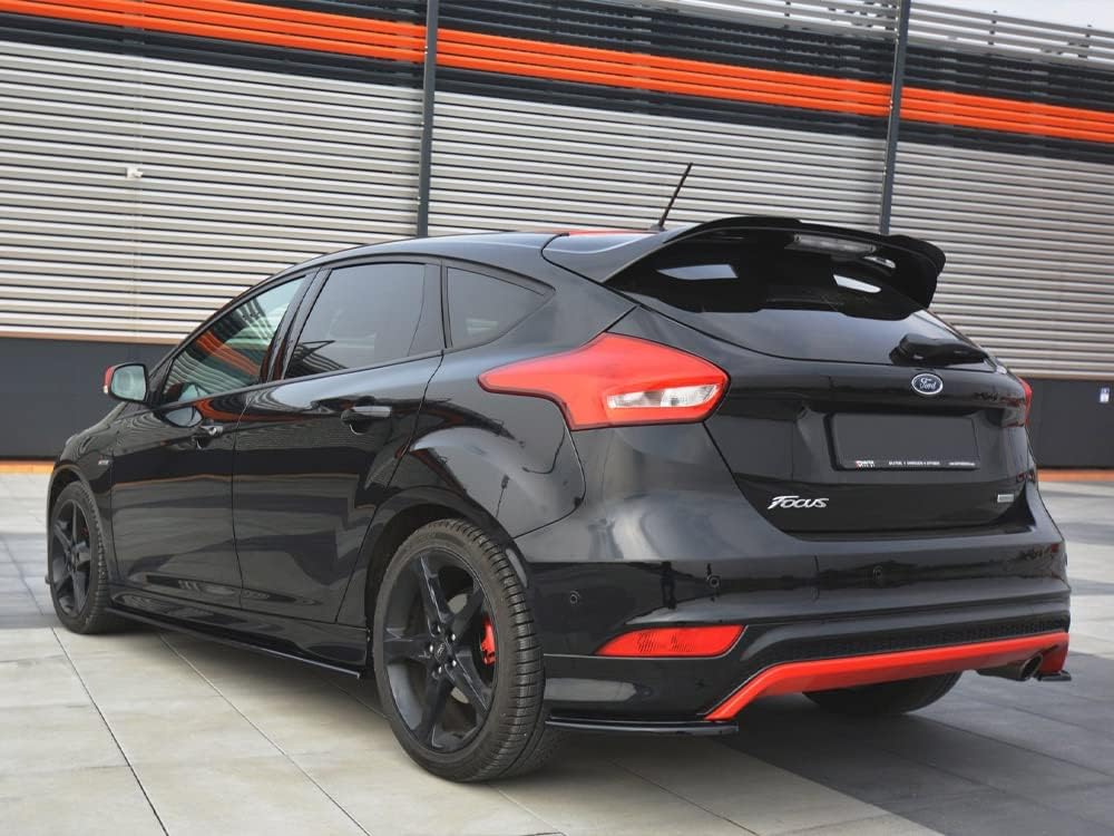 Spoiler Wing Extension Gloss Black Abs Compatible with Ford Focus ST-LINE MK3 FL (2015-2018)