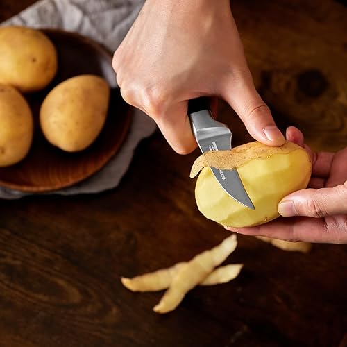 Miniatura 5 de OAKSWARE Cuchillo de pelar con pico de pájaro, cuchillos de pelar de 2.75 pulgadas de acero inoxidable alemán pequeños cuchillos curvados para