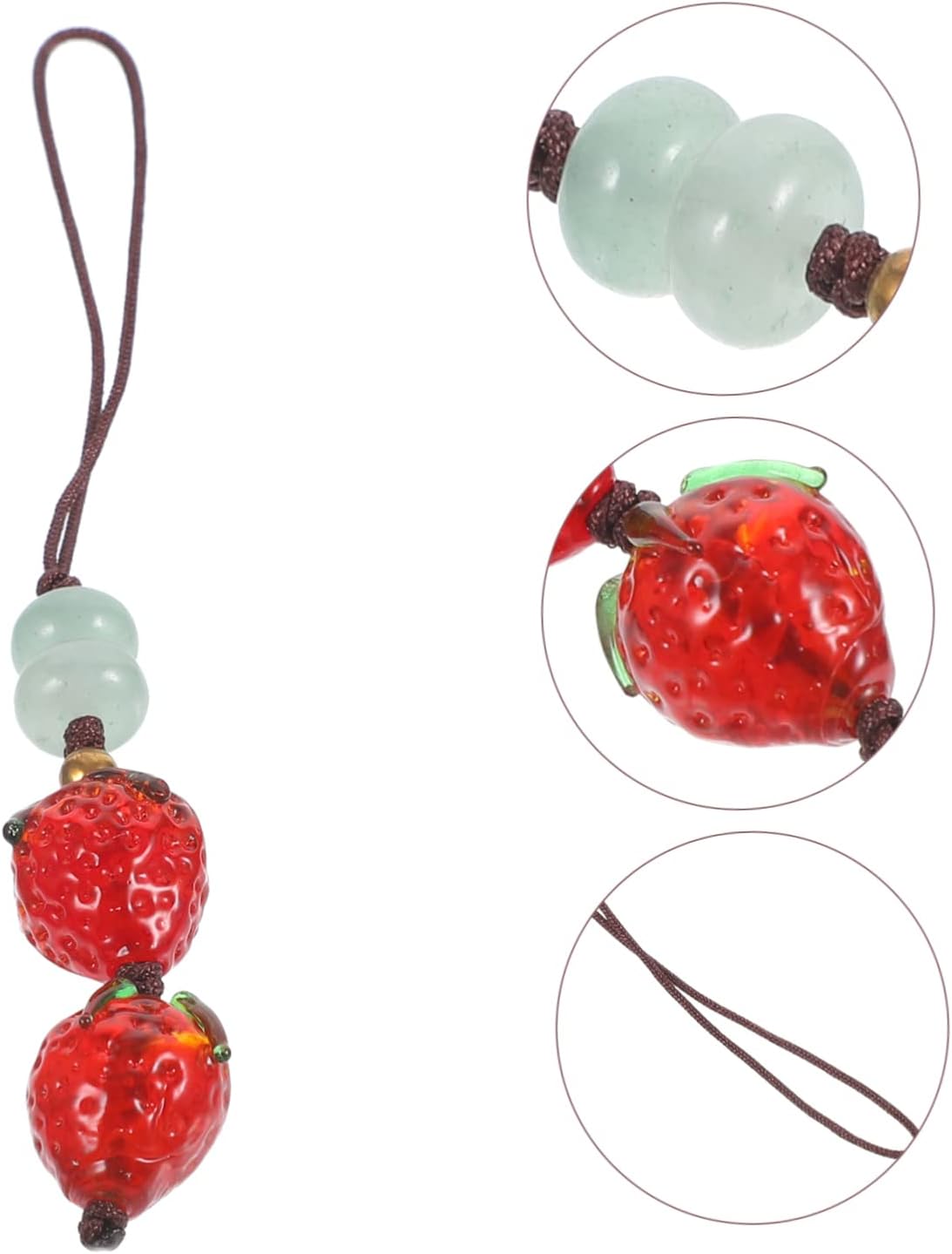 Beaded Phone Charm Strawberry Pendant Glazing Lanyard Strap Red image 5