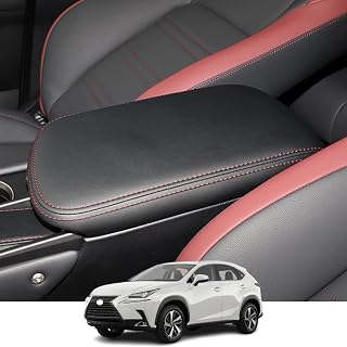 Custom Interior Accessories for Lexus NX 300 300h 2015 2016 2017 2018 2019 2020 2021 Leather Center Console Cover Armrest Pad,Waterproof Anti-Scratch Protector Your Armrest(Red Stitches)