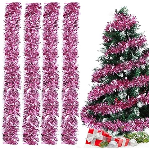 Weihnachtsgirlanden, 4pcs Lametta Weihnachtsbaum, 2m Lametta Girlande, Lametta Girlande Weihnachten Cover
