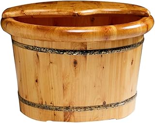 Banho de pés de barril de madeira, barril de banho de pés de cedro, barris de pedicure suaves e delicados, balde de lavagem de pés de saúde durável para uso doméstico, (cor: com tampa) The New