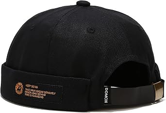 Mens Docker Cap Brimless Beanie Skull Cap Retro Rolled Cuff Adjustable Cotton