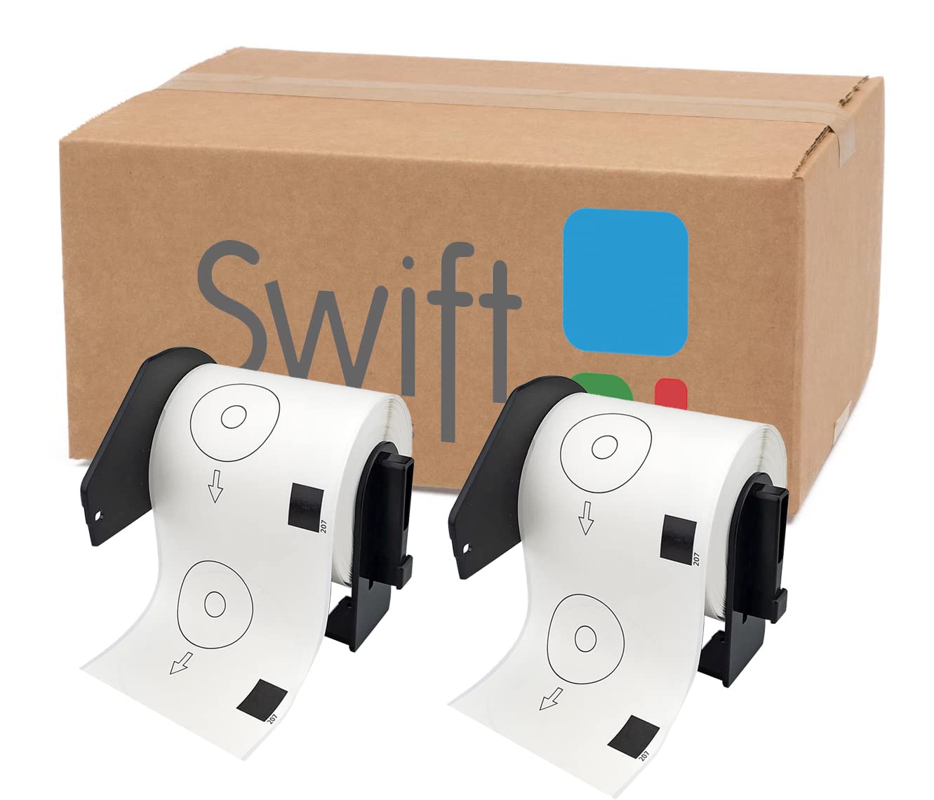 Swift 50 x Compatible DK-11207 58mm Round White Thermal CD DVD Labels Compatible with Brother QL-1100 QL-1060N QL-570 QL-580 QL-700 QL-710W QL-800 QL-810W QL-820NWB Printers