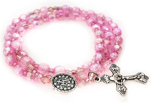 Miniatura 7 de Juego de rosario y rosario de corte de cristal rosa madre María, rosario católico, rosarios católicos para mujer, regalos católicos para mujer,