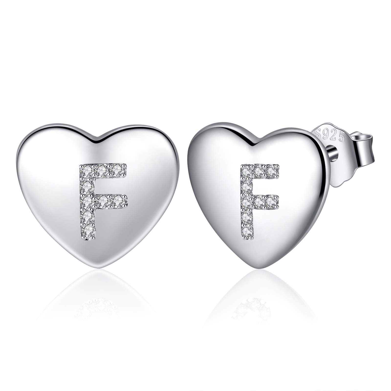 Jrêveinfini Buchstaben Ohrringe Silber 925 Damen Mädchen Kinder, Herz Ohrstecker Weihnachten Geschenke für Mädchen Frauen Tochter Enkelin
