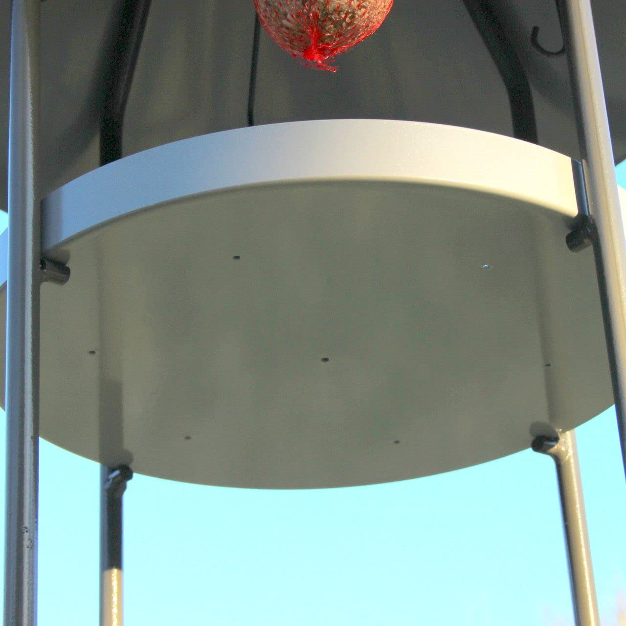 Videx Vogelhaus Pavillon mit Ständer Metall | Aluminium-Dach matt gebürstet | Vogelfutterstation modern | 175 cm hohe Futterstation Wildvögel, wetterfest