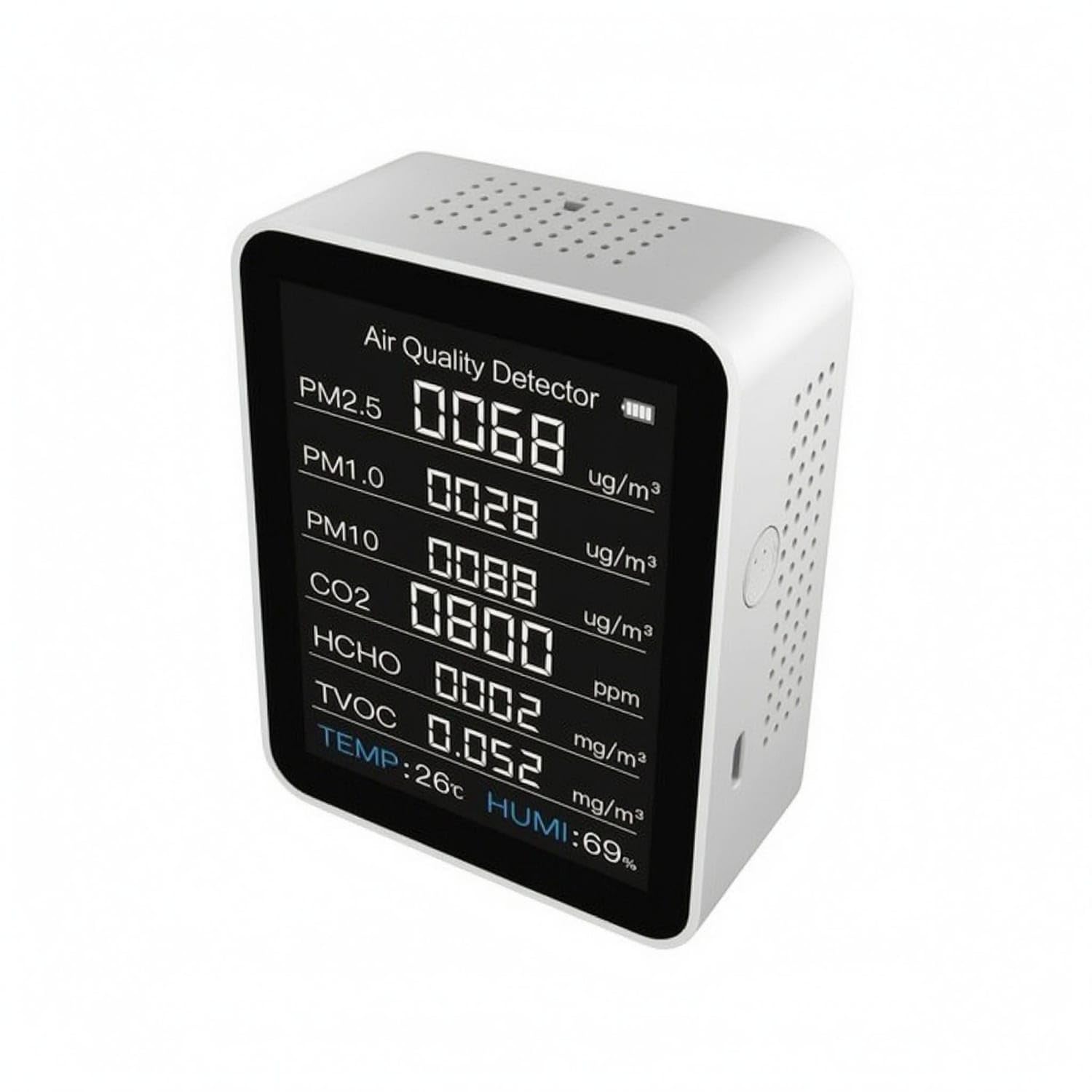 Built-in Display Electronic Quality Tester Temperature and Humidity Indoor Air Quality Tester Handheld Formaldehyde Tester Compact, 2Co7 Wht | Home & Garden | Home Improvement | Heating, Cooling & Air | Central Heating & Cooling Systems | Ducted Evaporative Coolers-image-35