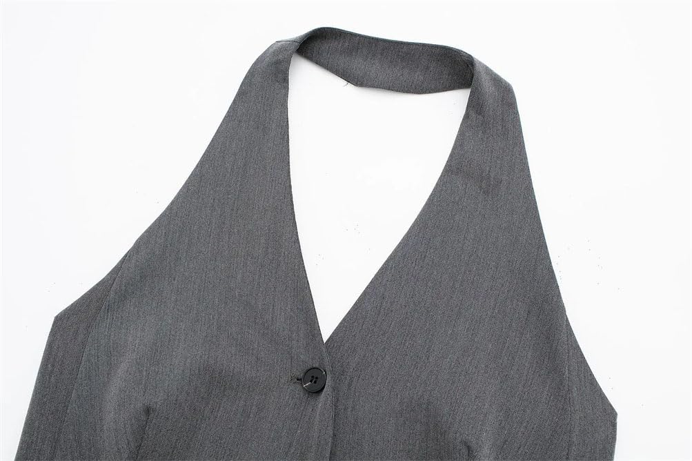 Gilet da donna senza maniche con schiena aperta, senza maniche, con schiena scoperta, gilet da lavoro