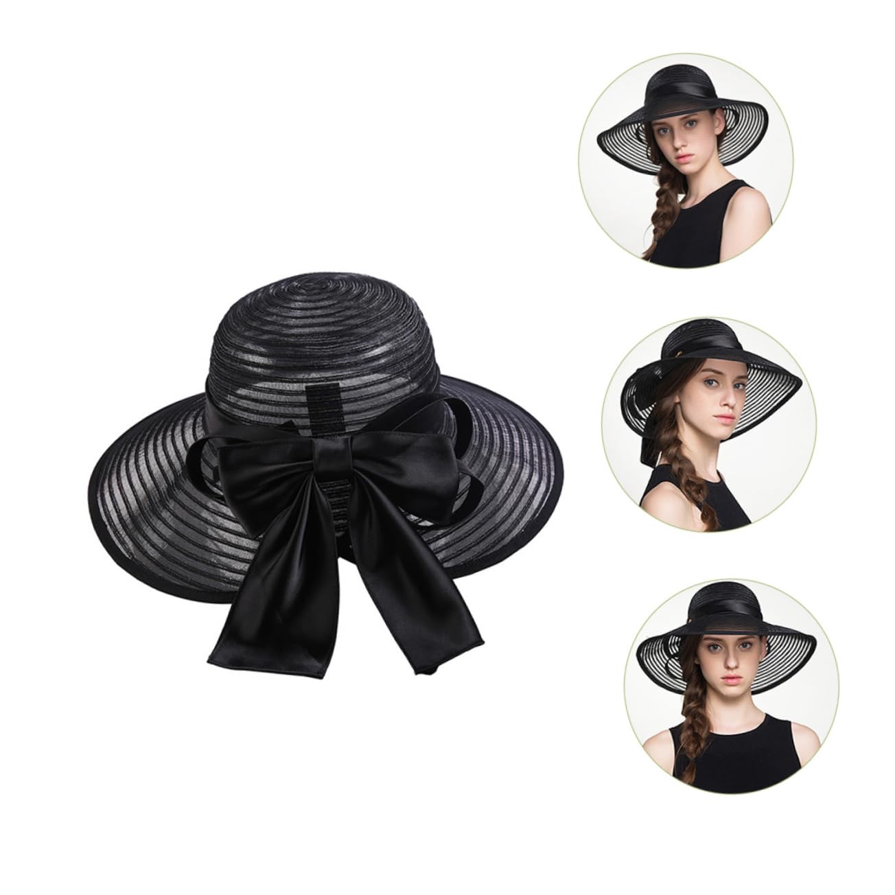 BESPORTBLE 3 Pièces Chapeau de Plage Femme Large Chapeau et Respirant Nœud Délicat pour Activités Extérieures et Jardinage
