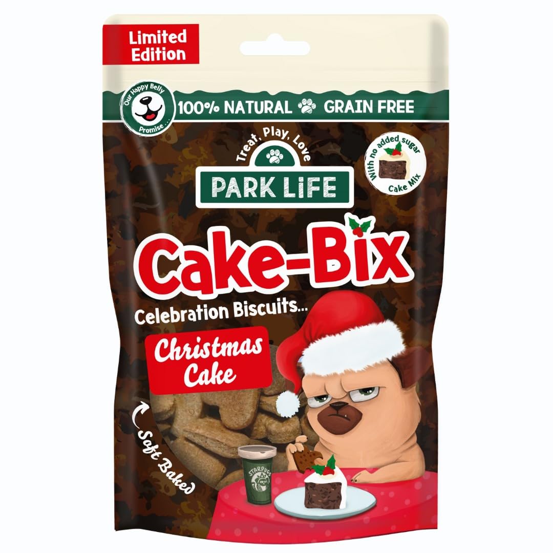 PARK LiFE - Cake-Bix Festive Christmas Cake Flavour Dog Treats Seasonal Snack Nutritious Snack 8 x 100g Convenient Pouches
